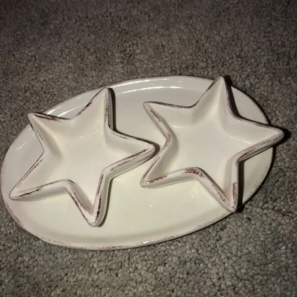 Pottery Barn Star Salt And Pepper‎ Tray 3 pc. Set